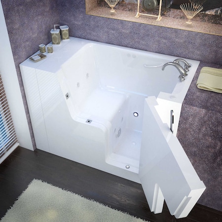 Meditub MediTub 29 x 53 White Whirlpool Wheelchair Accessible Bathtub 2953WCARWH